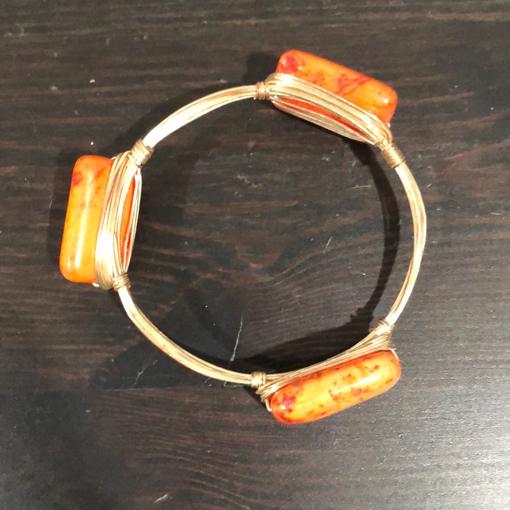 Orange and gold geo style bangle